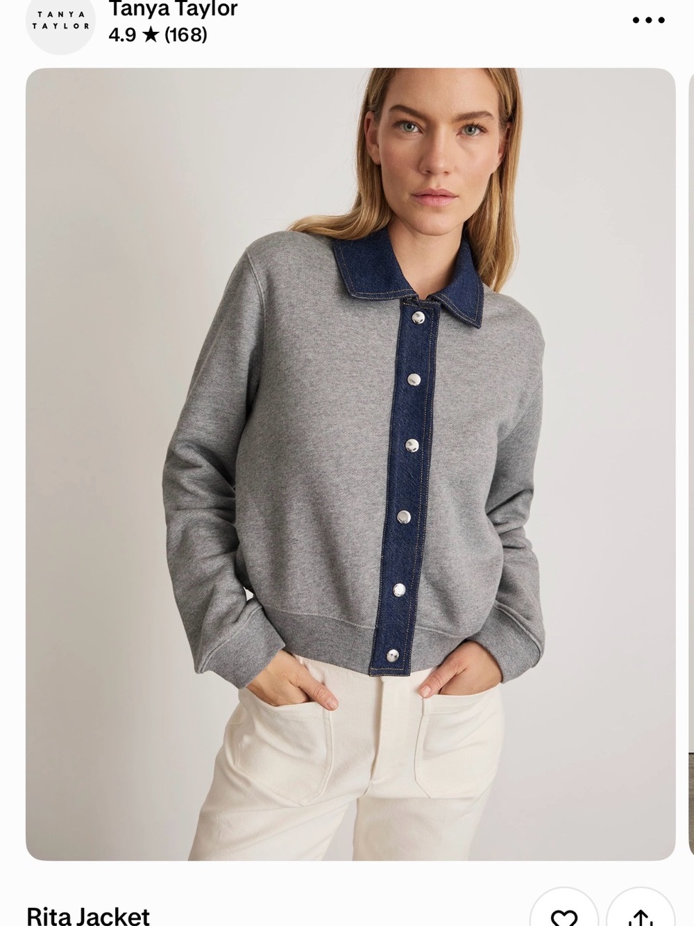 Tanya Taylor Gray Jacket with Navy Trim